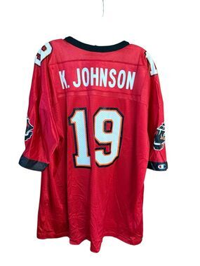 Vintage Champion Keyshawn Johnson #19 Tampa Bay Buccaneers football jersey Sz 48